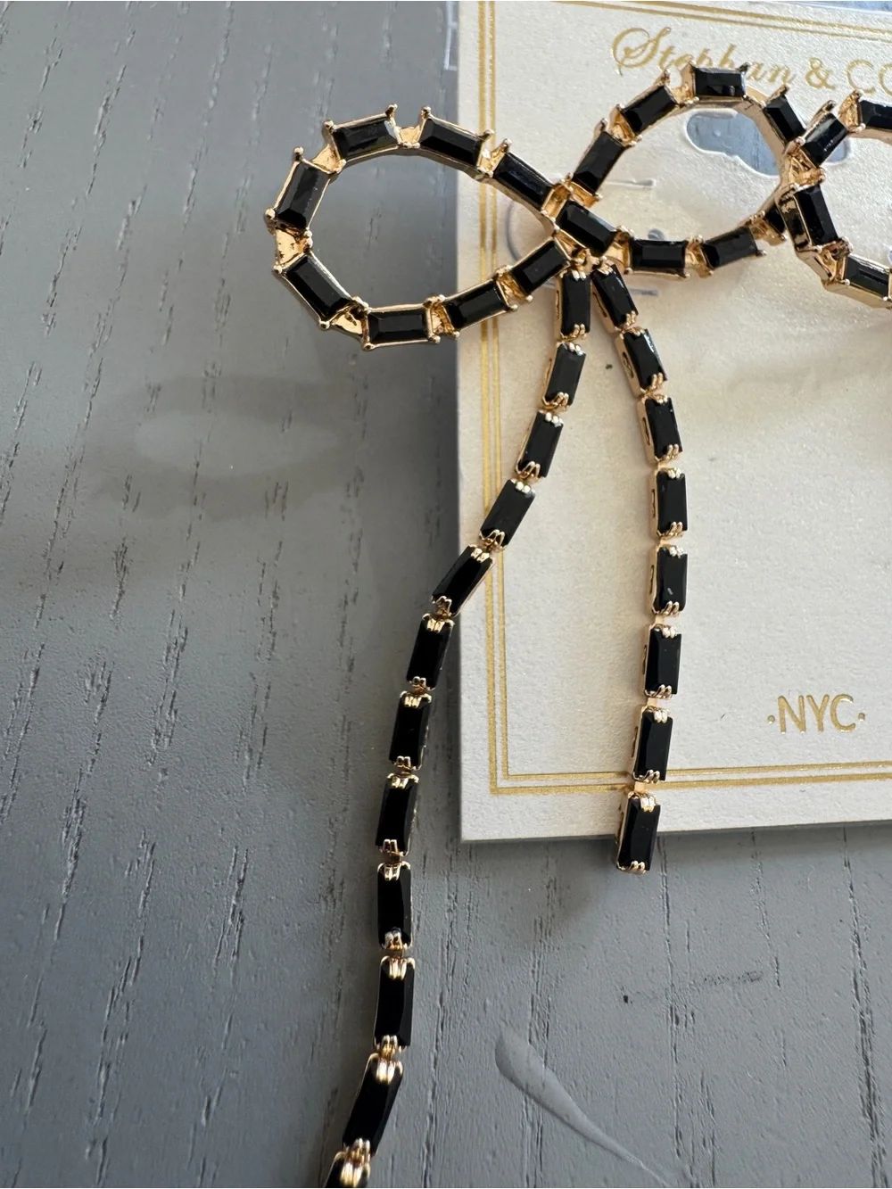 Black Bow Chain Drop Earring
